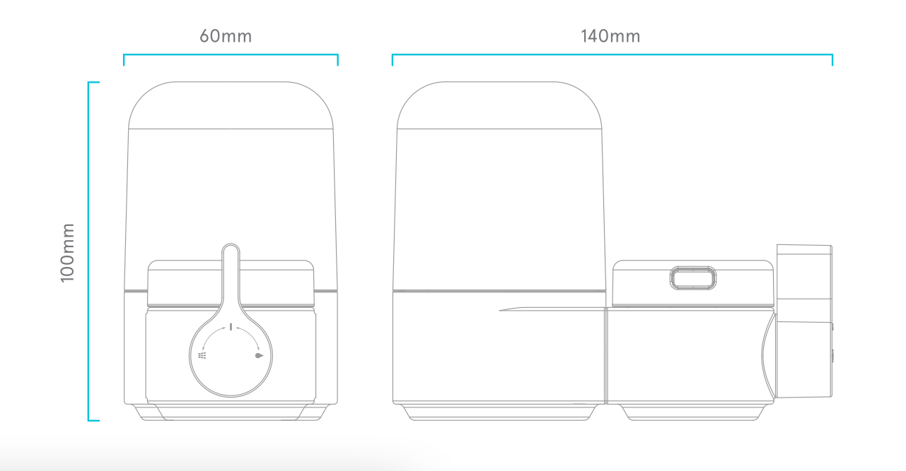 dimensions filtre de robinet